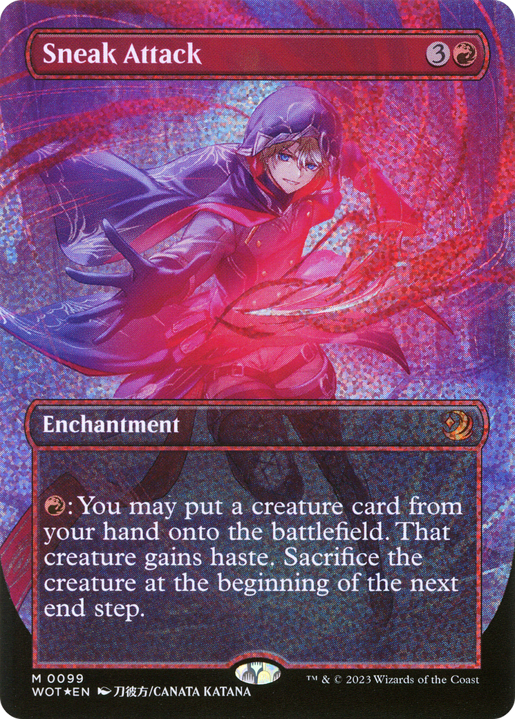 FOIL Sneak Attack (Anime Borderless) (Confetti Foil) (WOT-099) - Wilds of Eldraine: Enchanting Tales - Magic The Gathering - Single Cards