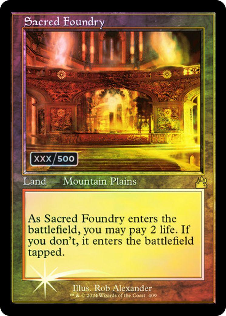 FOIL Sacred Foundry (Retro Frame) (Serial Numbered) (RVR-409) - Ravnica Remastered - Magic The Gathering - Single Cards