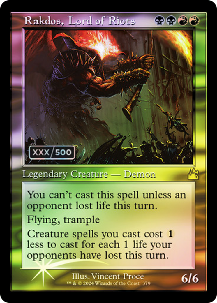 FOIL Rakdos, Lord of Riots (Retro Frame) (Serial Numbered) (RVR-379) - Ravnica Remastered - Magic The Gathering - Single Cards