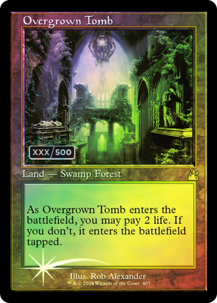 FOIL Overgrown Tomb (Retro Frame) (Serial Numbered) (RVR-407) - Ravnica Remastered - Magic The Gathering - Single Cards