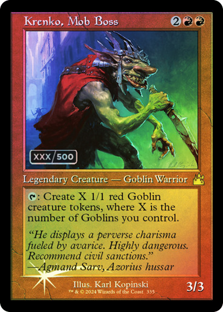 FOIL Krenko, Mob Boss (Retro Frame) (Serial Numbered) (RVR-335) - Ravnica Remastered - Magic The Gathering - Single Cards