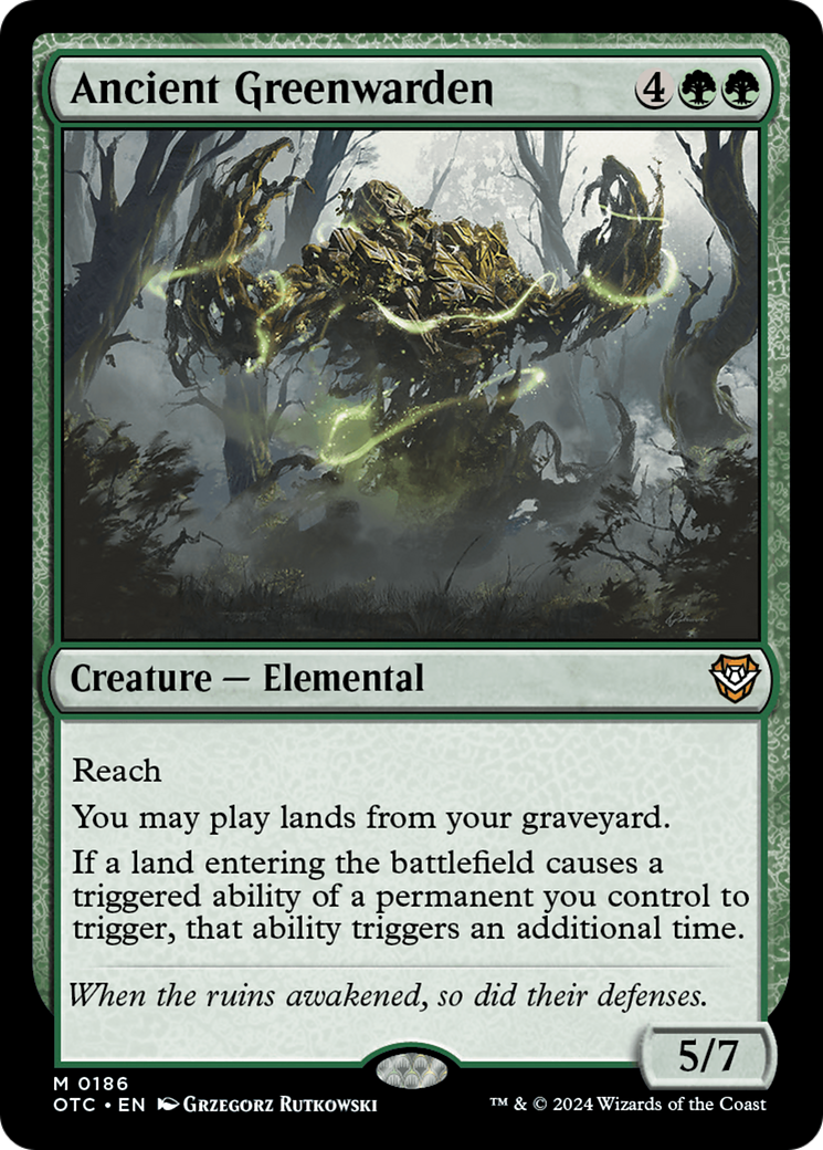 Ancient Greenwarden (OTC-186) - Outlaws of Thunder Junction Commander - Magic The Gathering - Single Cards