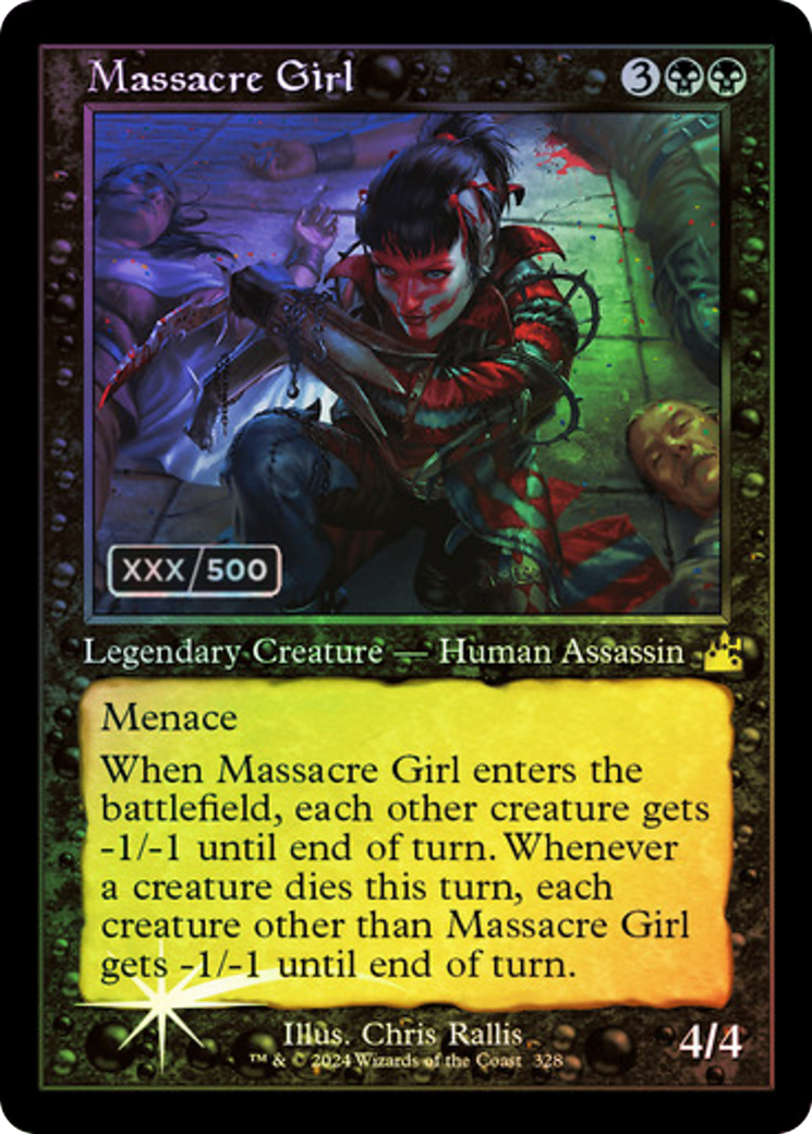 FOIL Massacre Girl (Retro Frame) (Serial Numbered) (RVR-328) - Ravnica Remastered - Magic The Gathering - Single Cards