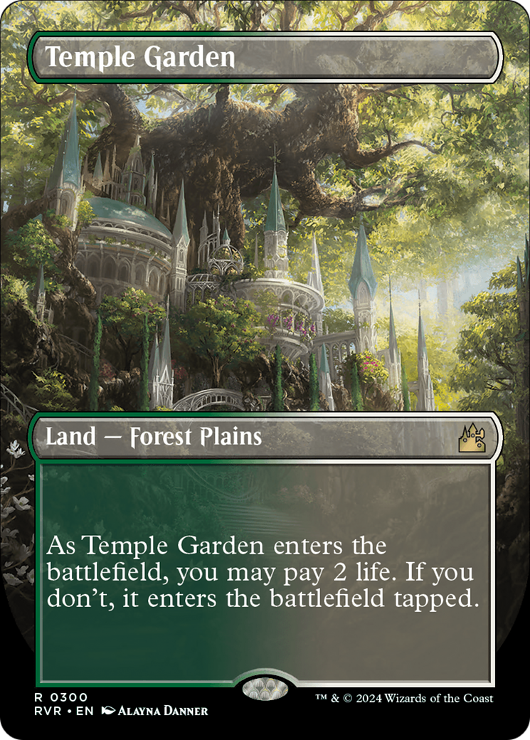 FOIL Temple Garden (Borderless) (RVR-300) - Ravnica Remastered - Magic The Gathering - Single Cards
