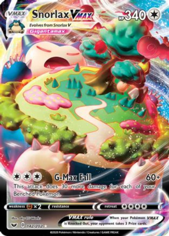 Snorlax VMAX 142/202 - SWSH01 Sword & Shield Base Set Holofoil - Single Cards