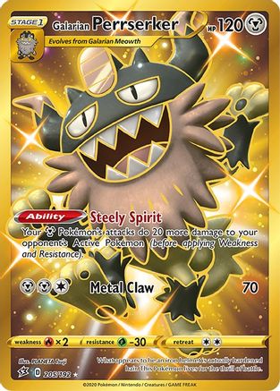 Galarian Perrserker 205/192 - Pokemon Rebel Clash Holofoil - Single Cards