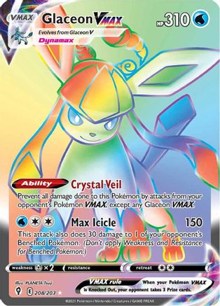 Glaceon VMAX 208/203 - Pokemon Evolving Skies Holofoil - Single Cards