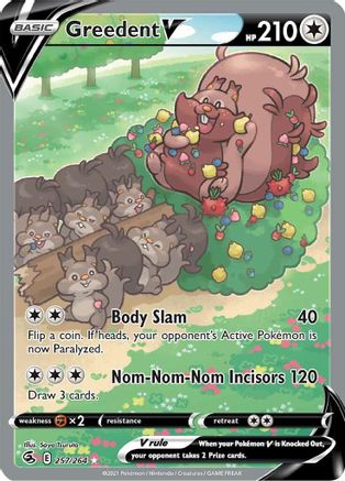 Greedent V (Alternate Full Art) 257/264 - SWSH08 Fusion Strike Holofoil - Single Cards