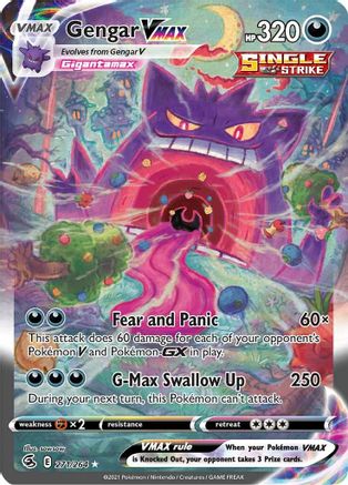 Gengar VMAX (Alternate Art Secret) 271/264 - SWSH08 Fusion Strike Holofoil - Single Cards