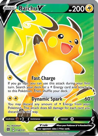 Raichu V (Full Art) 158/172 - SWSH09 Brilliant Stars Holofoil - Single Cards