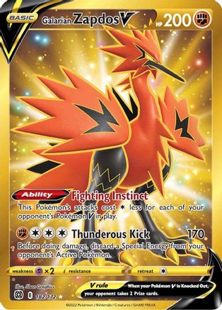 Galarian Zapdos V 182/172 - Pokemon Brilliant Stars Holofoil - Single Cards