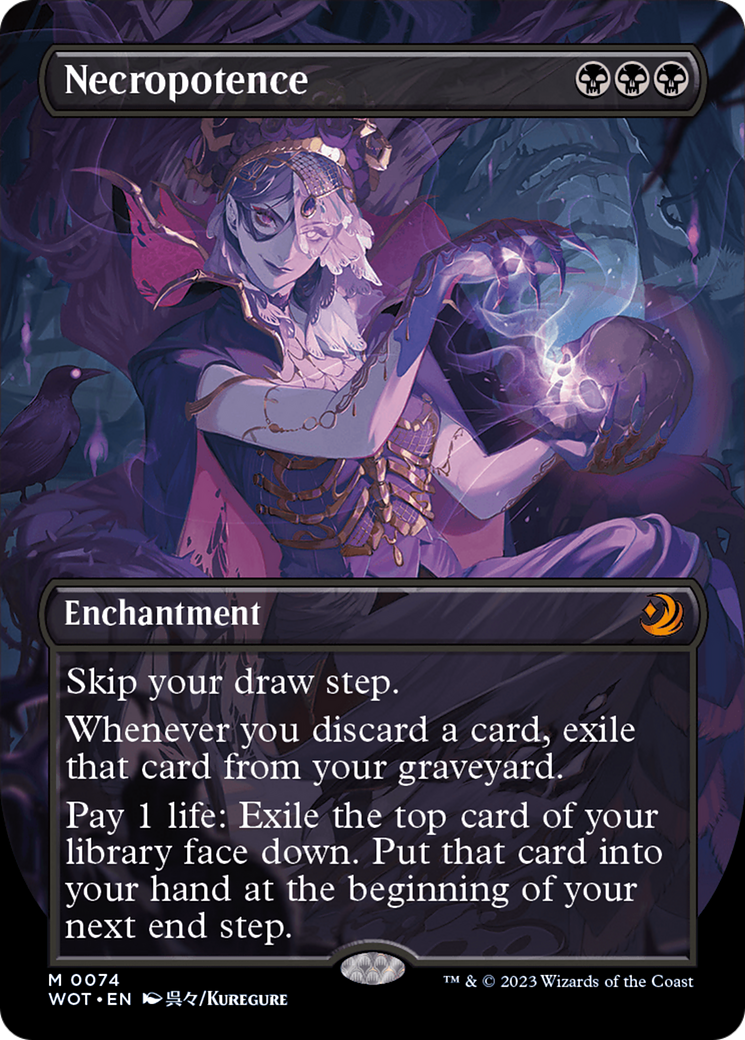 FOIL Necropotence (Anime Borderless) (WOT-074) - Wilds of Eldraine: Enchanting Tales - Magic The Gathering - Single Cards