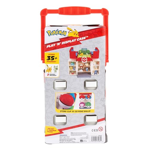 Jazwares Pokémon Play ‘N’ Display Case - Multi-Level Storage Unit with Rooftop Arena and Space for 35+ 2-Inch Battle Figures - 7