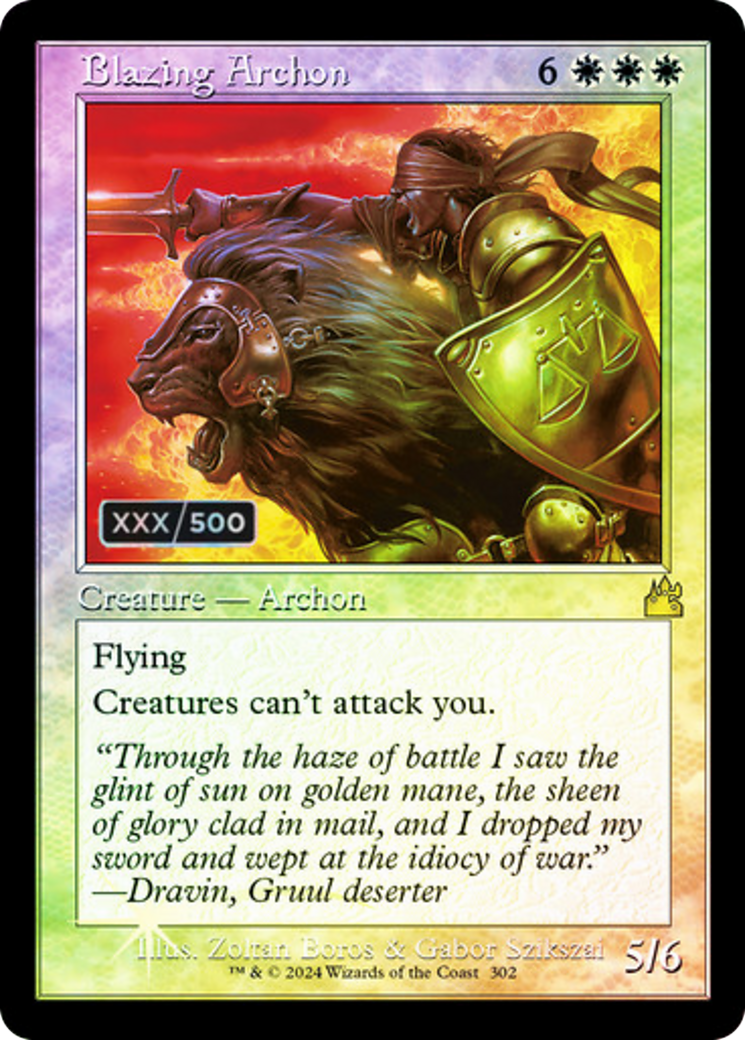 FOIL Blazing Archon (Retro Frame) (Serial Numbered) (RVR-302) - Ravnica Remastered - Magic The Gathering - Single Cards