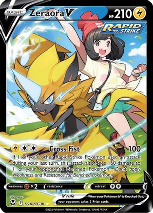 Zeraora V TG16/30 - Pokemon Silver Tempest Trainer Gallery Holofoil - Single Cards