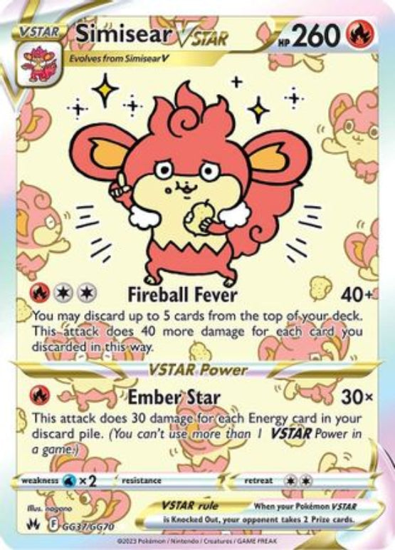 Simisear VSTAR GG37/70 - Crown Zenith Galarian Gallery Holofoil - Single Cards