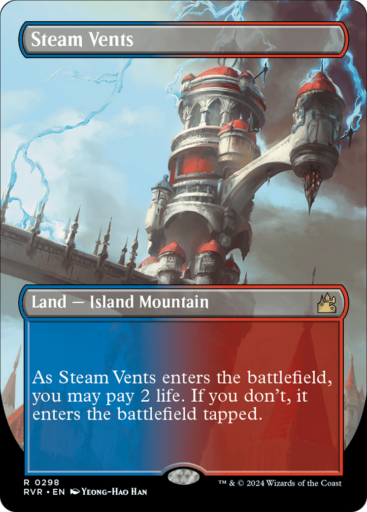 FOIL Steam Vents (Borderless) (RVR-298) - Ravnica Remastered - Magic The Gathering - Single Cards