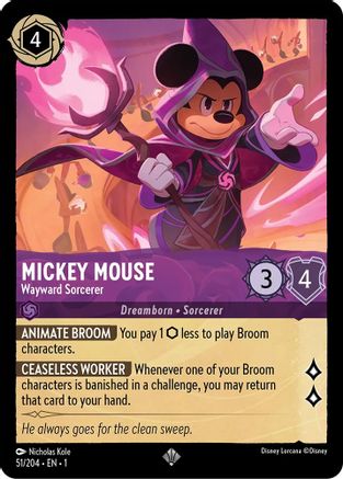 Mickey Mouse - Wayward Sorcerer (51/204) - The First Chapter Cold Foil - Lorcana - Single Cards