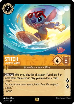 Stitch - Carefree Surfer (21/204) - The First Chapter - Lorcana - Single Cards