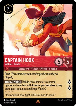 Captain Hook - Ruthless Pirate (107/204) - The First Chapter Cold Foil - Lorcana - Single Cards