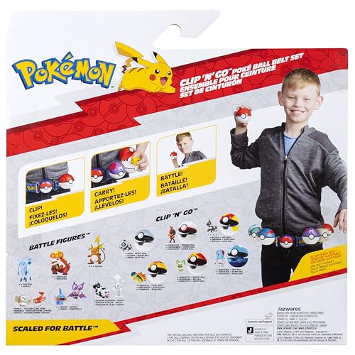 Pokémon Eevee Clip ‘N’ Go Belt Set - 2-Inch Eevee Battle Figure with Great Ball, Love Ball, and Themed Belt - 10