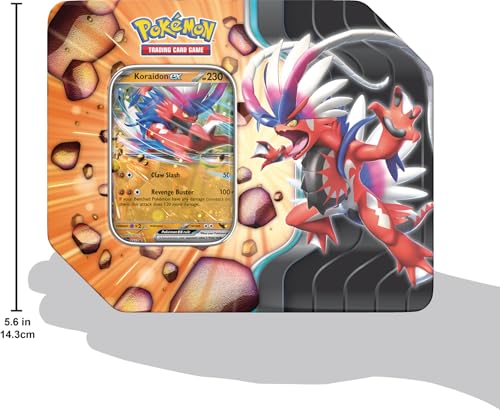 Pokemon TCG: Slashing Legends Tin - Koraidon ex - 5 Packs, Promo Card - 3