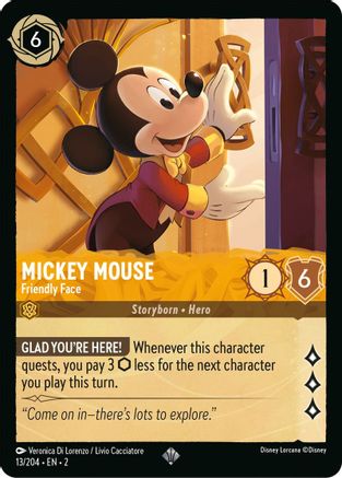 Mickey Mouse - Friendly Face (13/204) - Rise of the Floodborn - Lorcana - Single Cards