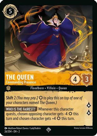 The Queen - Commanding Presence (26/204) - Rise of the Floodborn Cold Foil - Lorcana - Single Cards