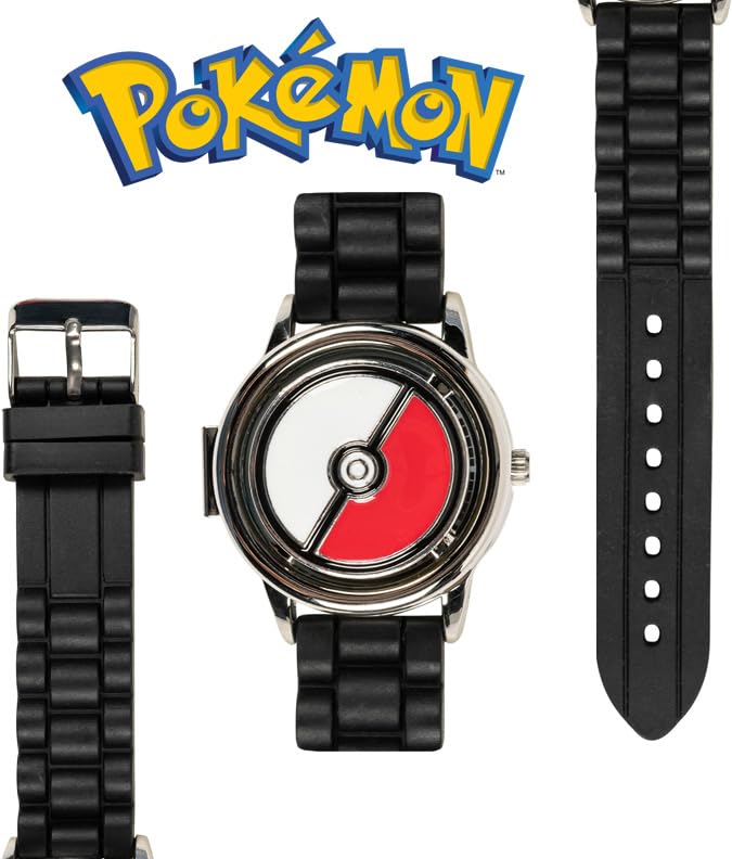 Pokémon Spinner Top Analog Watch for Kids – Features Iconic Poké Ball Spinner, Silver Metal Case, Comfortable Silicone Strap, and Pikachu Dial Art, Perfect for Pokémon Fans and Collectors - 8