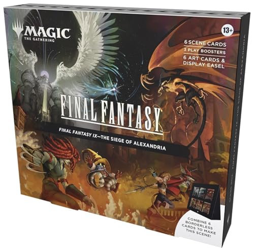 Magic: The Gathering - Final Fantasy IX Scene Box - The Siege of Alexandria | 6 Foil Borderless Scene Cards, 6 Art Cards, 3 Play Boosters + 1 Display Easel - 3