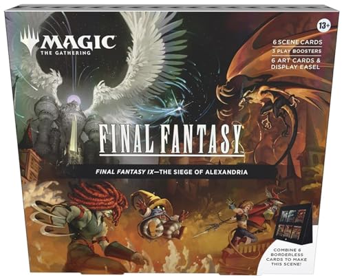 Magic: The Gathering - Final Fantasy IX Scene Box - The Siege of Alexandria | 6 Foil Borderless Scene Cards, 6 Art Cards, 3 Play Boosters + 1 Display Easel - 2