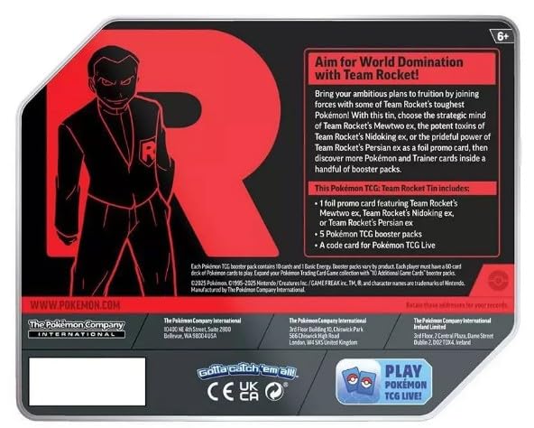 Pokemon Trading Card Game Team Rocket Collector Tin with 5 Booster Packs and Promo Card (Persian) - 2