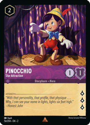 Pinocchio - Star Attraction (56/204) - Rise of the Floodborn Cold Foil - Lorcana - Single Cards