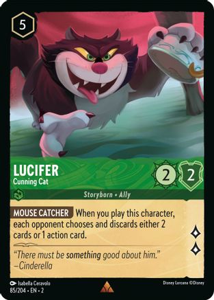 Lucifer - Cunning Cat (85/204) - Rise of the Floodborn Cold Foil - Lorcana - Single Cards