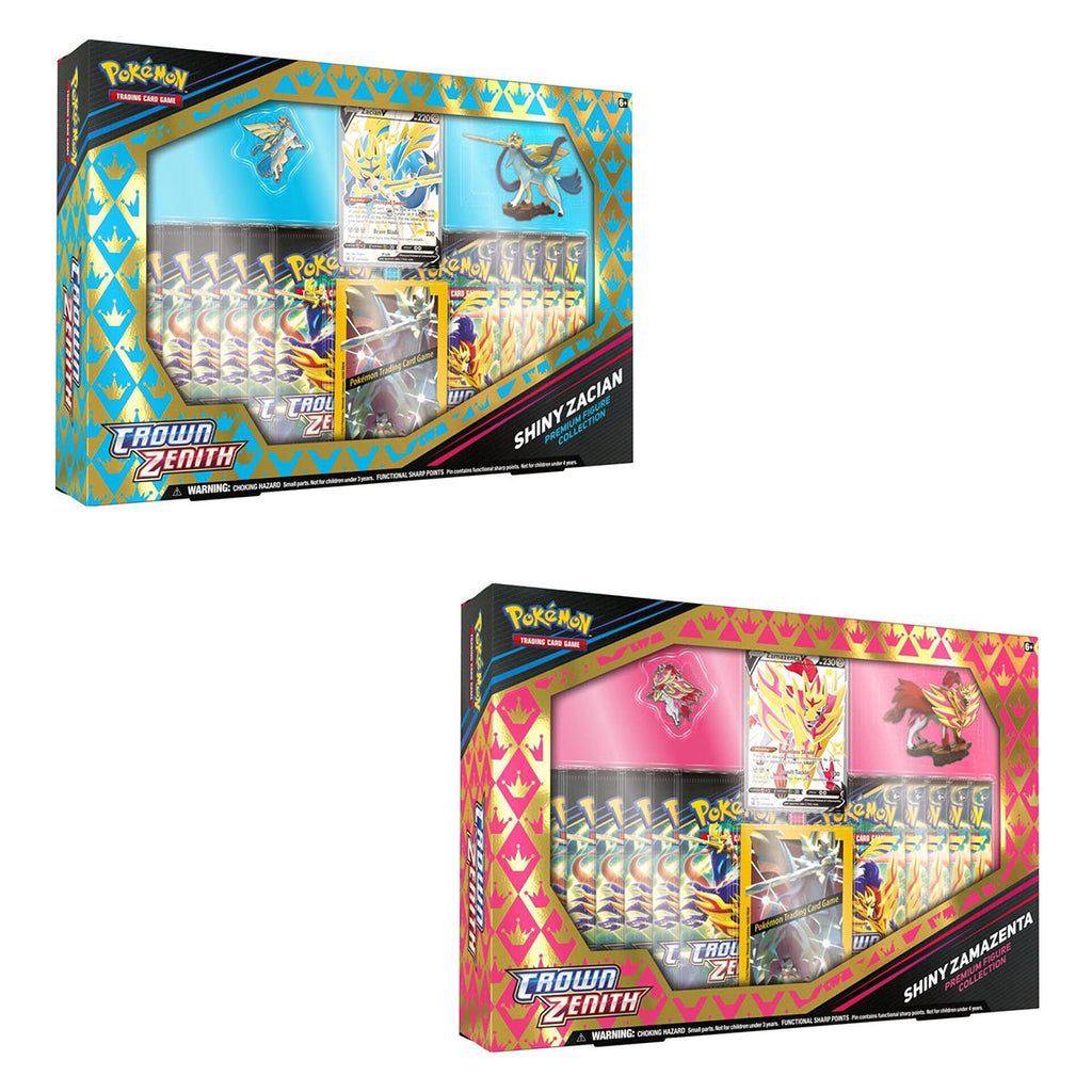 POKEMON TCG Crown Zenith Shiny Zacian and Shiny Zamazenta Figure Boxes (Pair) - Trading Card Games