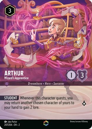 Arthur - Wizard's Apprentice (Enchanted) (207/204) - Rise of the Floodborn Holofoil - Lorcana - Single Cards