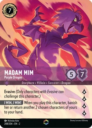 Madam Mim - Purple Dragon (Enchanted) (208/204) - Rise of the Floodborn Holofoil - Lorcana - Single Cards