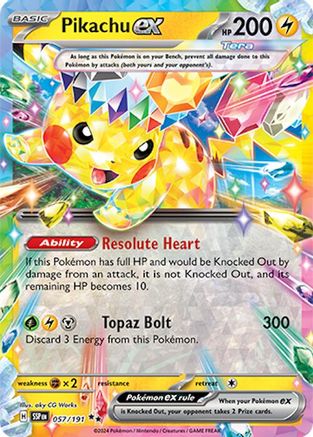 Pikachu ex 57 - SV08 Surging Sparks Holofoil - Single Cards