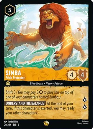 Simba - Pride Protector (20/204) - Azurite Sea Cold Foil - Single Cards