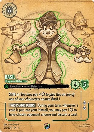 Basil - Disguised Detective (Enchanted) (212/204) - Azurite Sea Holofoil - Single Cards