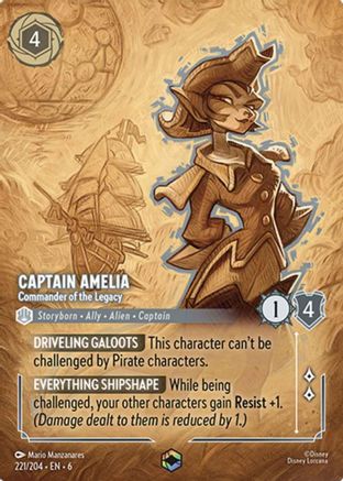 Captain Amelia - Commander of the Legacy (Enchanted) (221/204) - Azurite Sea Holofoil - Single Cards