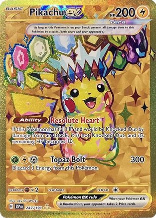Pikachu ex - 247/191 247 - SV08 Surging Sparks Holofoil - Single Cards