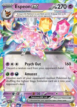 Espeon ex - 034/131 34 - SV Prismatic Evolutions Pokemon - Single Cards