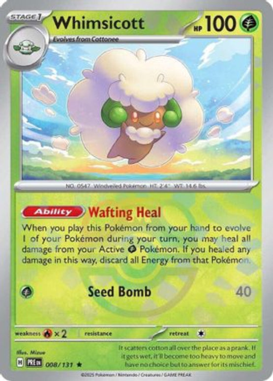 Whimsicott (Master Ball Pattern) 8 - SV Prismatic Evolutions Pokemon - Single Cards