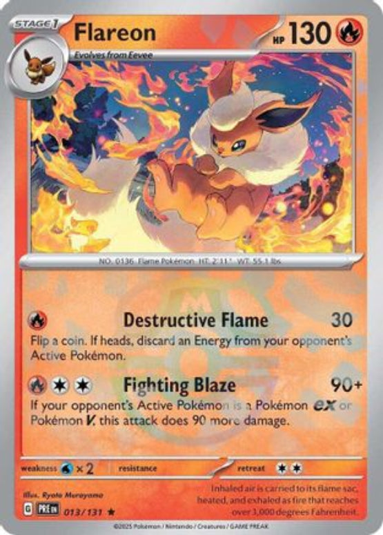 Flareon (Master Ball Pattern) 13 - SV Prismatic Evolutions Pokemon - Single Cards