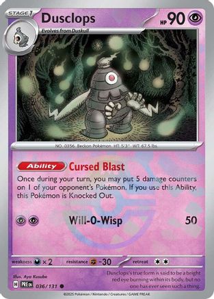 Dusclops (Master Ball Pattern) 36 - SV Prismatic Evolutions Pokemon - Single Cards