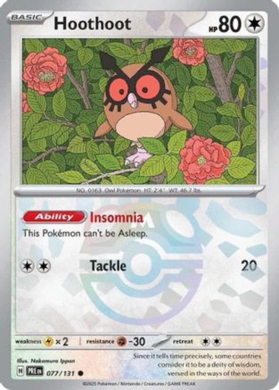 Hoothoot (Master Ball Pattern) 77 - SV Prismatic Evolutions Pokemon - Single Cards