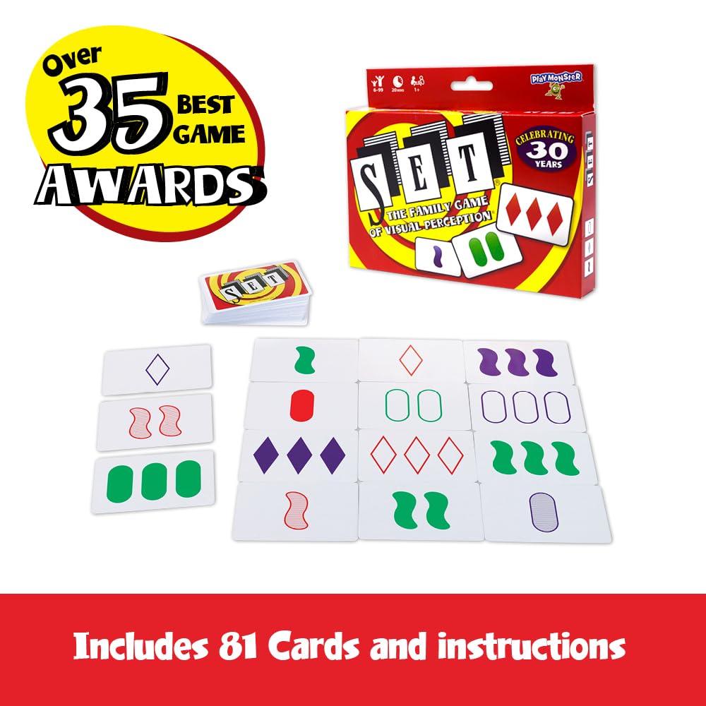 SET Enterprises SET - The Family Card Game of Visual Perception - Race to Find The Matches, For Ages 8+,81 Cards, Rules included - 3