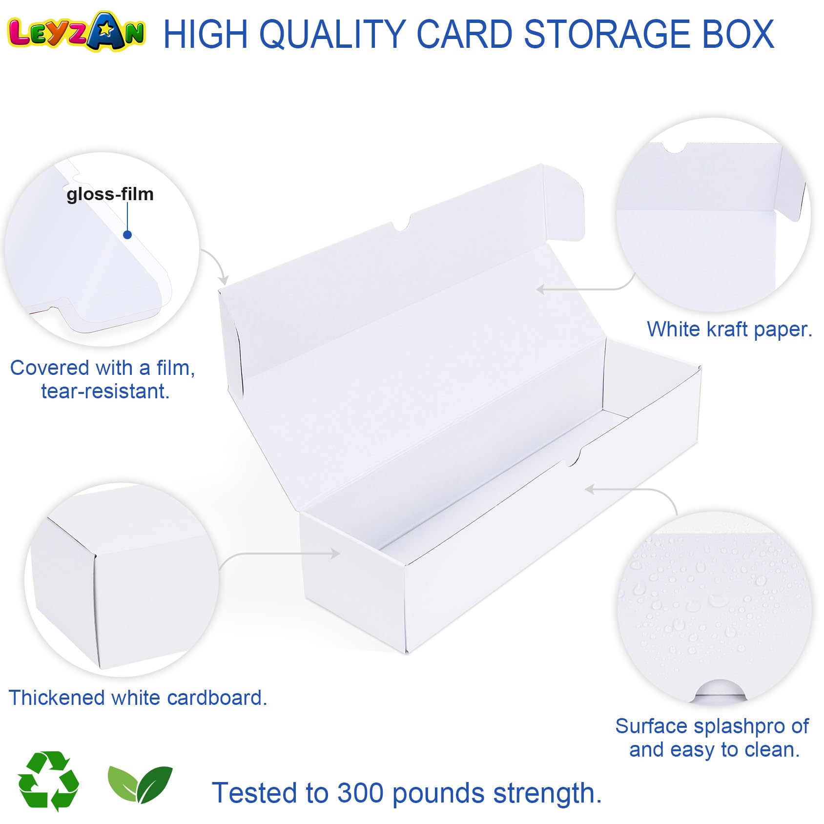 Leyzan Trading-Card Storage Box, 8-Pack • 1000 Count Corrugated Cardboard Storage Box with dividers & labels for TCG/Magic/Mtg storage and Collection, 14.4 INCH Horizontal - 6