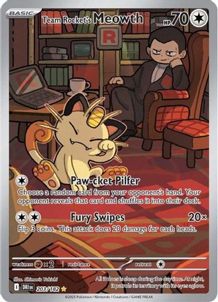 Team Rocket's Meowth - 203/182 203 - SV10 Destined Rivals Holofoil - Single Cards